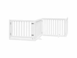 Clicnbuy Seguridad Para Mascotas|Puerta de perros plegable 8 paneles madera álamo blanca 640 cm