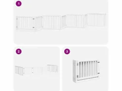 Clicnbuy Seguridad Para Mascotas|Puerta de perros plegable 8 paneles madera álamo blanca 640 cm