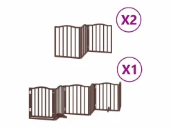 Clicnbuy Puerta de perros plegable 12 paneles madera álamo marrón 600 cm Marru00f3n Discount