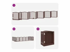 Clicnbuy Puerta de perros plegable 12 paneles madera álamo marrón 600 cm Marru00f3n Discount