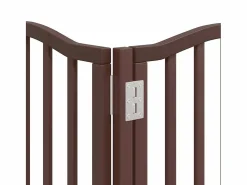 Clicnbuy Puerta de perros plegable 12 paneles madera álamo marrón 600 cm Marru00f3n Discount