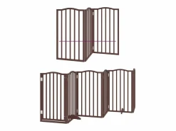 Puerta de perros plegable 12 paneles madera álamo marrón 600 cm^Clicnbuy New