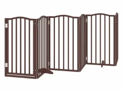 Puerta de perros plegable 12 paneles madera álamo marrón 600 cm^Clicnbuy New