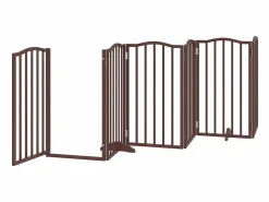 Puerta de perros plegable 12 paneles madera álamo marrón 600 cm^Clicnbuy New