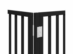 Puerta de perros plegable 8 paneles madera álamo negra 640 cm^Clicnbuy Clearance