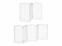 Clicnbuy Seguridad Para Mascotas|Puerta de perros plegable 12 paneles madera álamo blanca 600 cm