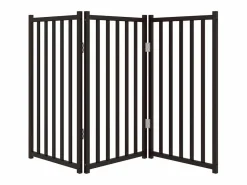 Clicnbuy Puerta de perros plegable 3 paneles madera abeto 150 cm Negro Hot