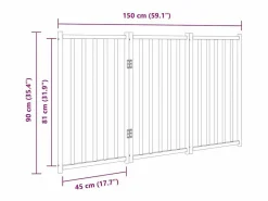Clicnbuy Puerta de perros plegable 3 paneles madera abeto 150 cm Negro Hot