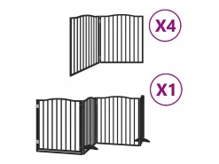 Clicnbuy Seguridad Para Mascotas|Puerta de perros plegable 12 paneles madera álamo negra 960 cm