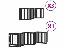 Clicnbuy Seguridad Para Mascotas|Puerta de perros plegable 15 paneles madera álamo negra 750 cm