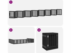 Clicnbuy Seguridad Para Mascotas|Puerta de perros plegable 15 paneles madera álamo negra 750 cm