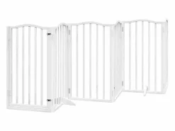Clicnbuy Seguridad Para Mascotas|Puerta de perros plegable 15 paneles madera álamo blanca 750 cm