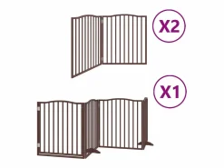 Clicnbuy Seguridad Para Mascotas|Puerta de perros plegable 8 paneles madera álamo marrón 640 cm