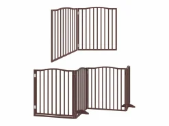 Clicnbuy Seguridad Para Mascotas|Puerta de perros plegable 8 paneles madera álamo marrón 640 cm