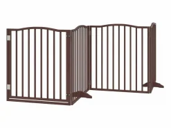 Clicnbuy Seguridad Para Mascotas|Puerta de perros plegable 8 paneles madera álamo marrón 640 cm