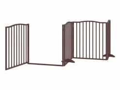 Clicnbuy Seguridad Para Mascotas|Puerta de perros plegable 8 paneles madera álamo marrón 640 cm