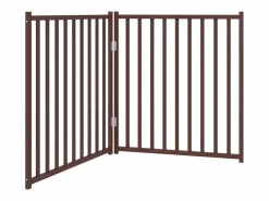 Puerta de perros plegable 2 paneles madera abeto marrón 160 cm^Clicnbuy Outlet
