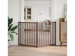 Puerta de perros plegable 2 paneles madera abeto marrón 160 cm^Clicnbuy Outlet