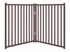 Puerta de perros plegable 2 paneles madera abeto marrón 160 cm^Clicnbuy Outlet