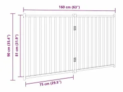 Puerta de perros plegable 2 paneles madera abeto marrón 160 cm^Clicnbuy Outlet