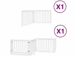 Puerta de perros plegable 6 paneles madera álamo blanca 480 cm^Clicnbuy Best