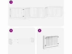 Puerta de perros plegable 6 paneles madera álamo blanca 480 cm^Clicnbuy Best