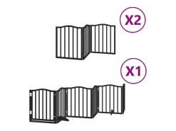 Clicnbuy Seguridad Para Mascotas|Puerta de perros plegable 12 paneles madera álamo negra 600 cm