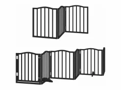 Clicnbuy Seguridad Para Mascotas|Puerta de perros plegable 12 paneles madera álamo negra 600 cm