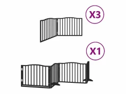 Puerta de perros plegable 10 paneles madera álamo negra 800 cm^Clicnbuy Best