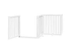 Puerta de perros plegable 10 paneles madera álamo blanca 800 cm^Clicnbuy Discount
