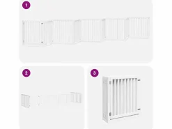 Puerta de perros plegable 10 paneles madera álamo blanca 800 cm^Clicnbuy Discount