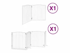 Clicnbuy Puerta de perros plegable 6 paneles madera álamo blanca 480 cm Blanco Discount