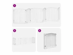 Clicnbuy Puerta de perros plegable 6 paneles madera álamo blanca 480 cm Blanco Discount