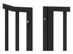 Puerta de perros plegable 8 paneles madera álamo negra 640 cm^Clicnbuy Online