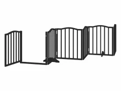 Puerta de perros plegable 15 paneles madera álamo negra 750 cm^Clicnbuy Online