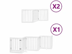Clicnbuy Puerta de perros plegable 12 paneles madera álamo blanca 600 cm Blanco