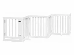 Clicnbuy Puerta de perros plegable 12 paneles madera álamo blanca 600 cm Blanco