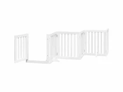 Clicnbuy Puerta de perros plegable 12 paneles madera álamo blanca 600 cm Blanco