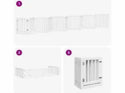 Clicnbuy Puerta de perros plegable 12 paneles madera álamo blanca 600 cm Blanco