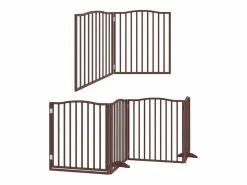 Clicnbuy Seguridad Para Mascotas|Puerta de perros plegable 6 paneles madera álamo marrón 480 cm