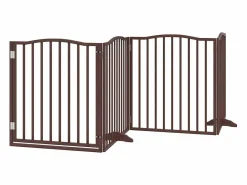 Clicnbuy Seguridad Para Mascotas|Puerta de perros plegable 6 paneles madera álamo marrón 480 cm
