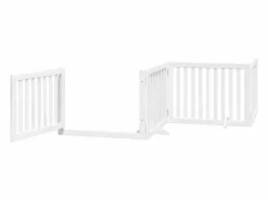 Puerta de perros plegable 10 paneles madera álamo blanca 800 cm^Clicnbuy