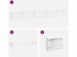 Puerta de perros plegable 10 paneles madera álamo blanca 800 cm^Clicnbuy