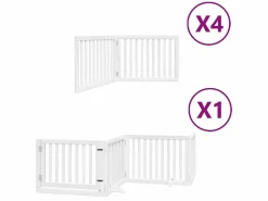 Clicnbuy Puerta de perros plegable 12 paneles madera álamo blanca 960 cm Blanco Online