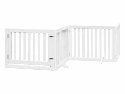 Clicnbuy Puerta de perros plegable 12 paneles madera álamo blanca 960 cm Blanco Online