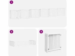 Puerta de perros plegable 12 paneles madera álamo blanca 960 cm^Clicnbuy Hot