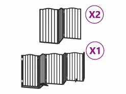 Clicnbuy Seguridad Para Mascotas|Puerta de perros plegable 12 paneles madera álamo negra 600 cm