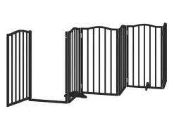 Clicnbuy Seguridad Para Mascotas|Puerta de perros plegable 12 paneles madera álamo negra 600 cm