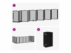 Clicnbuy Seguridad Para Mascotas|Puerta de perros plegable 12 paneles madera álamo negra 600 cm