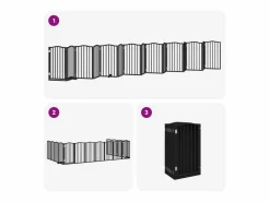 Puerta de perros plegable 15 paneles madera álamo negra 750 cm^Clicnbuy Clearance